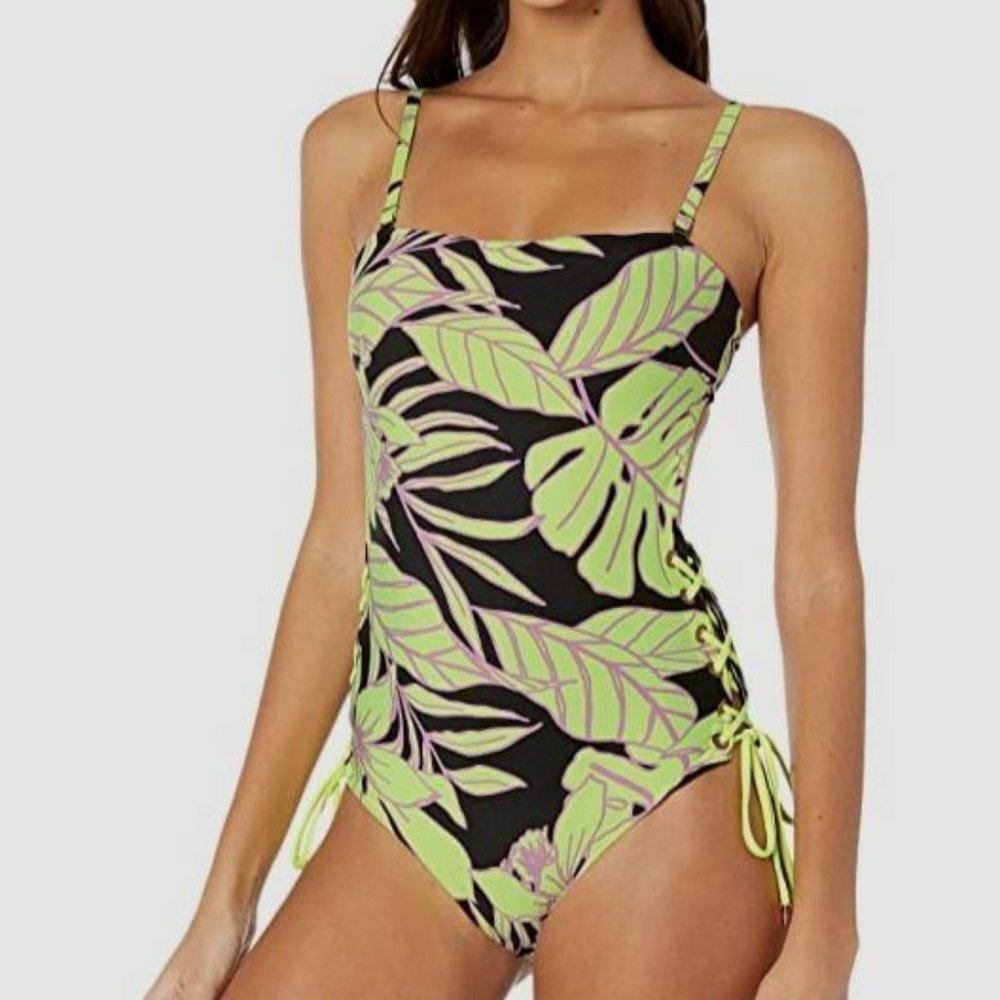 NWOT Maaji Green Tropic Arista Reversible Floral One Piece Medium